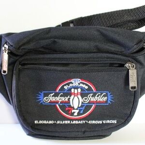 Vintage Stylish Black Jackpot Jubilee Belt Bag Circus Circus Las Vegas Nevada